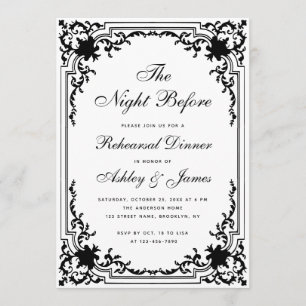 Rehearsal Dinner Vintage Black White Night Before Invitation