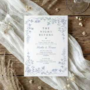 Rehearsal Dinner Vintage Dusty Blue French Floral Invitation