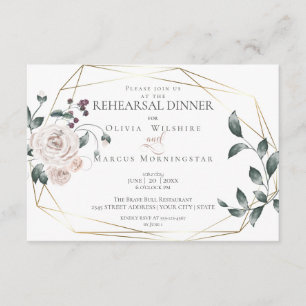 Rehearsal Dinner      Watercolor Blush Rose Floral Enclosure Card