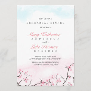 Rehearsal Dinner   Watercolor Cherry Blossoms Invitation