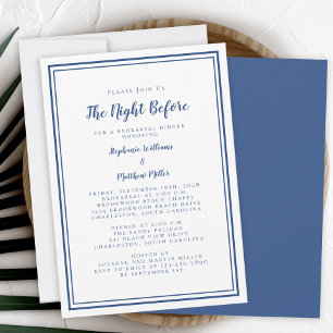 Rehearsal Dinner Wedding Night Before Blue White Invitation