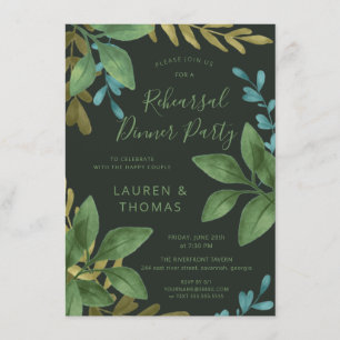 Rehearsal Dinner Wedding Watercolor Foliage Invite