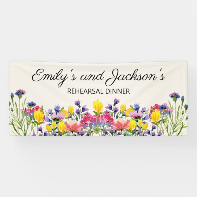 Rehearsal Dinner Wildflowers Name's Banner (Horizontal)