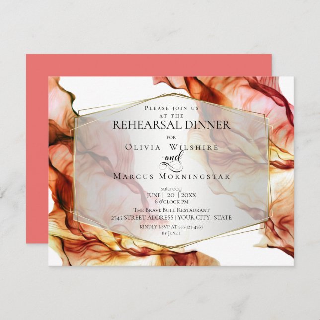 REHEARSAL | Fluid Abstract Ink Autumn Colours 3 Invitation (Front/Back)