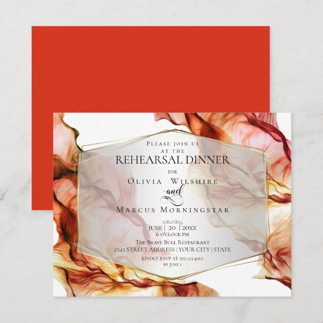 REHEARSAL | Fluid Abstract Ink Autumn Colours 4 Invitation (Front/Back)