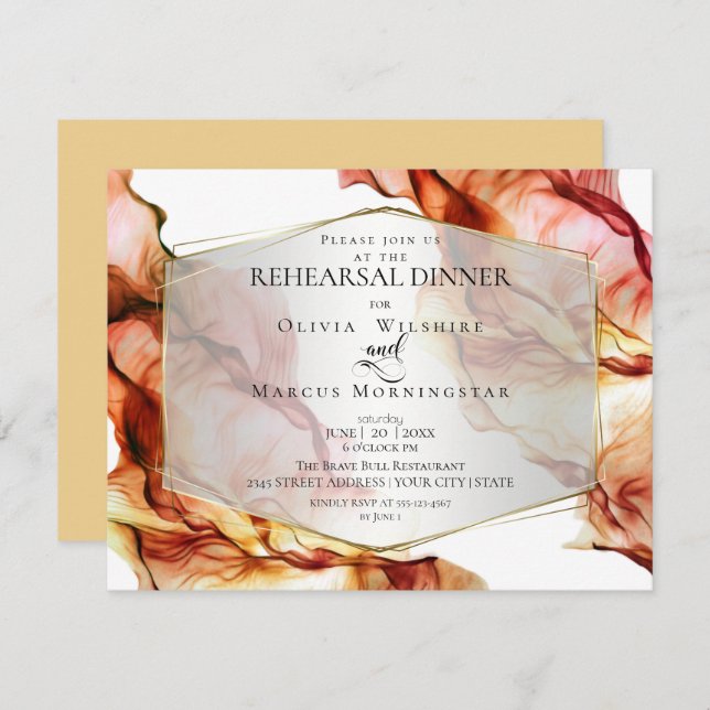 REHEARSAL | Fluid Abstract Ink Autumn Colours 5 Invitation (Front/Back)