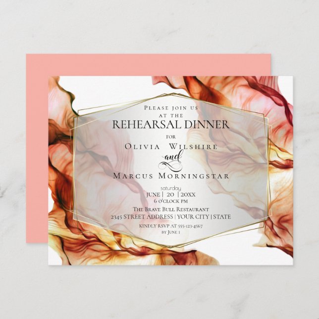 REHEARSAL | Fluid Abstract Ink Autumn Colours 6 Invitation (Front/Back)