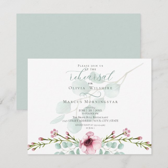 Rehearsal | Fresh Spring Flowers and Foliage Invitation (Front/Back)