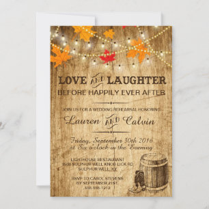 Rehearsal invitation for a country wedding in Fall