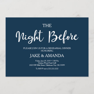 Rehearsal Invitations, Navy Blue Invitation