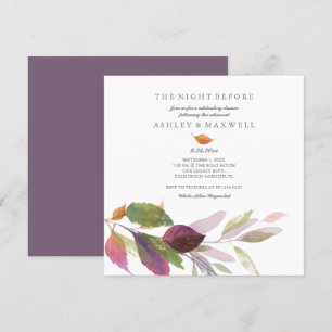 Rehearsal Invitations Watercolor Fall Leaves Plum