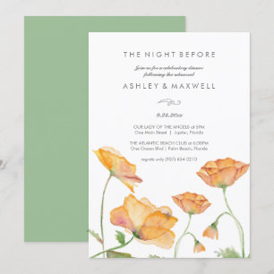 Rehearsal Invitations Watercolor Orange Flowers