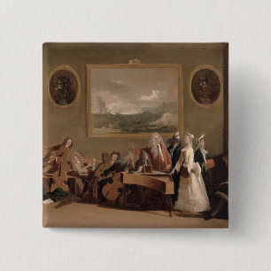 Rehearsal of an Opera, c.1709 (oil on canvas) 2 Inch Square Button