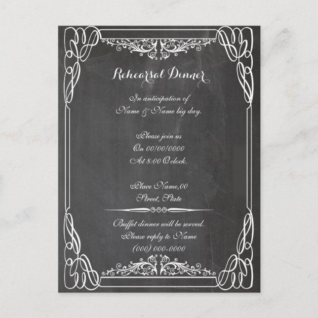 rehearsal, reception and driving direction postcard (Front)