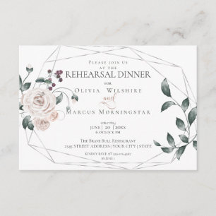 Rehearsal Watercolor Blush Rose Floral Silver Enclosure Card
