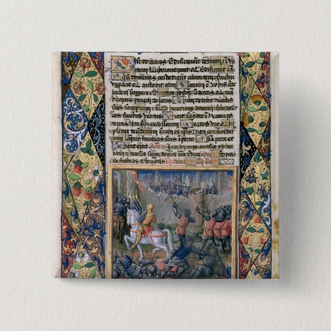 Rehoboam waging war against Jeroboam 2 Inch Square Button (Front)