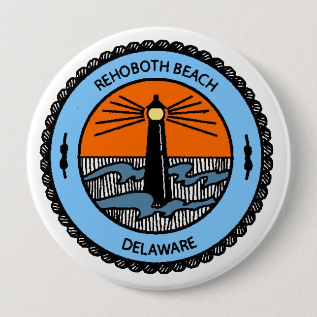 Rehoboth Beach. 4 Inch Round Button (Front)