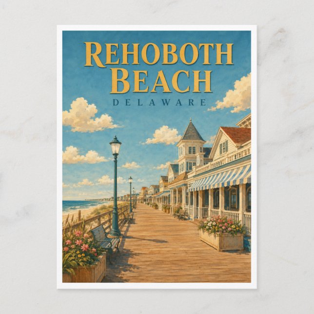 Rehoboth Beach Delaware Boardwalk GeoSaga Postcard (Front)