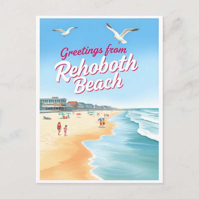 Rehoboth Beach, Delaware Coastal Vintage Postcard (Front)