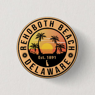 Rehoboth Beach Delaware Retro Sunset Souvenirs 1 Inch Round Button