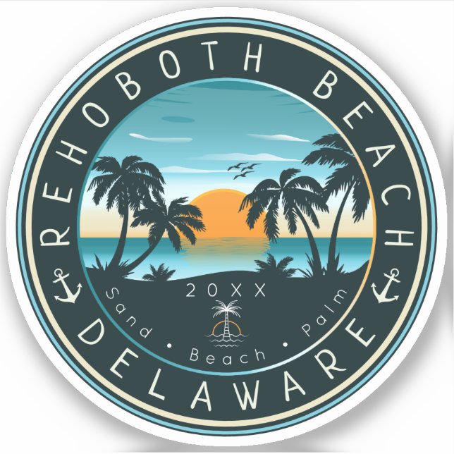 Rehoboth Beach Delaware Sunset Retro Souvenir 80s (Front)