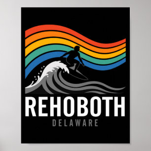 Rehoboth Beach Delaware Surfboarder Surfing Men Poster