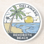 Rehoboth Beach Delaware Vintage Coaster<br><div class="desc">Rehoboth Beach hand drawn illustration with ocean waves in the background. Perfect for anyone who loves to visit Rehoboth Beach.</div>