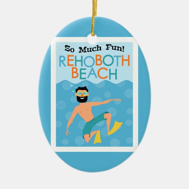 Rehoboth Beach Fun Hipster Travel Ceramic Ornament (Front)