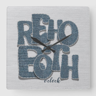 Rehoboth Delaware Beach Denim Letter Wall Clock
