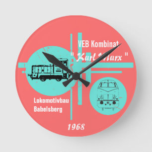 Reichsbahn Design Round Clock