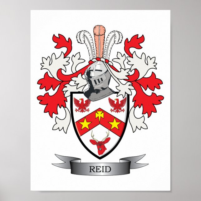 Reid Family Crest Coat of Arms Poster (Front)