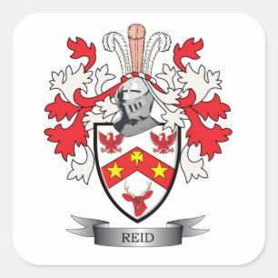 Reid Family Crest Coat of Arms Square Sticker