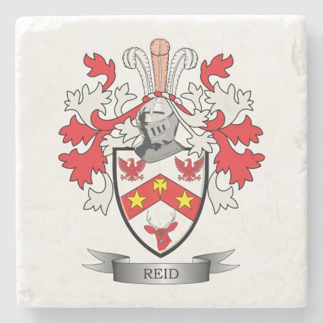 Reid Family Crest Coat of Arms Stone Coaster (Front)