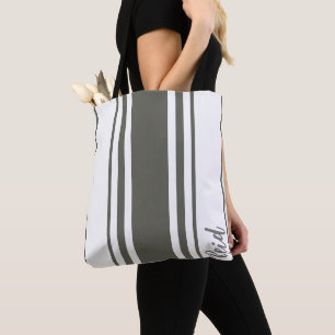 Reid Minimalist Stripes Monogram Tote Bag