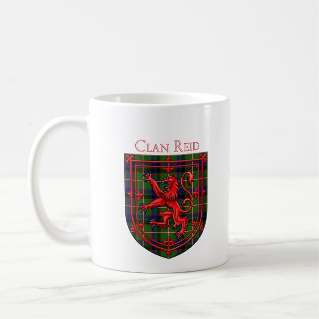 Reid Tartan Scottish Plaid Lion Rampant Coffee Mug (Left)