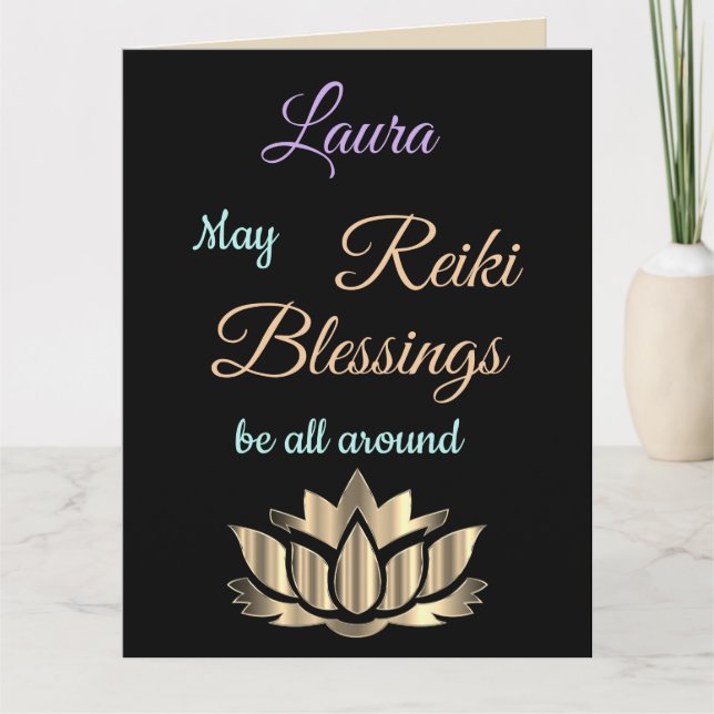 Reiki Blessings Get Well greeting Card (Front)