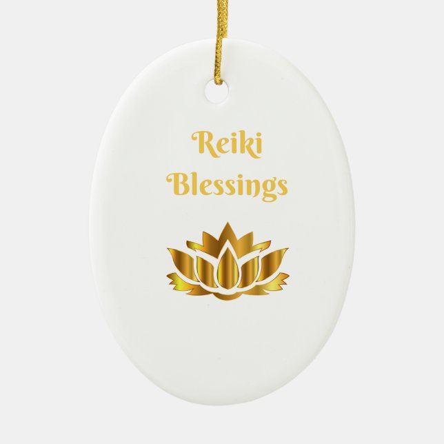 'Reiki Blessings' quote Ceramic Ornament (Front)