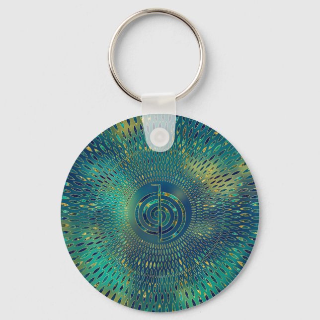 Reiki Cho Ku Rei - gemstone and gold Keychain (Front)
