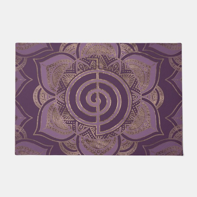 Reiki Cho Ku Rei - pastel and gold Doormat (Front)