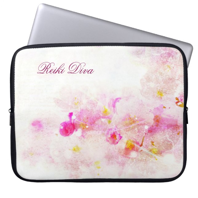 Reiki Diva Pink Blossom laptop case (Front)