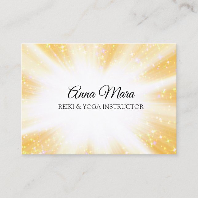 ~ Reiki Energy  Gold Healing Sparkle  Rays Business Card (Front)
