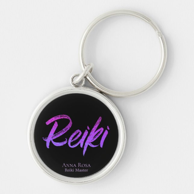*~* Reiki Energy Healer Iridescent Typography Keychain (Front)