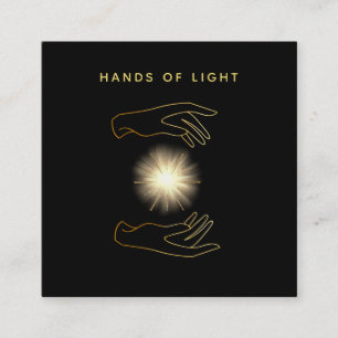 *~*  Reiki Energy Healing Hands Ball of Light Square Business Card