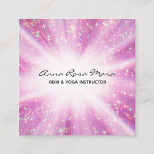 *~* Reiki Energy Healing Rays Glitter Light Worker Square Business Card