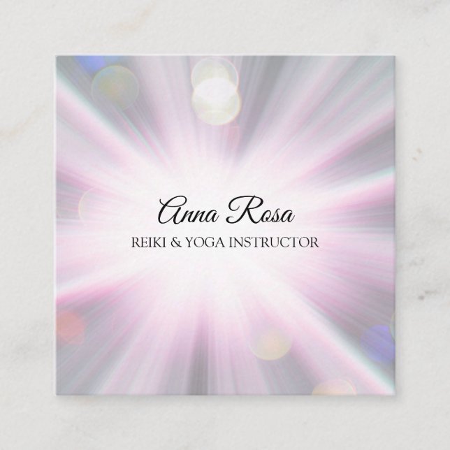 *~* Reiki Energy Healing Rays Light Worker Square Business Card (Front)