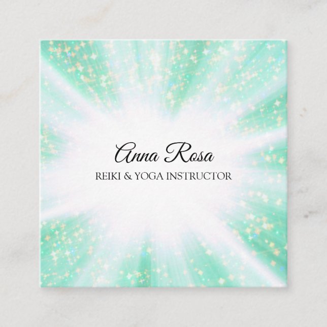 *~* Reiki Energy Healing Rays Light Worker Square Business Card (Front)