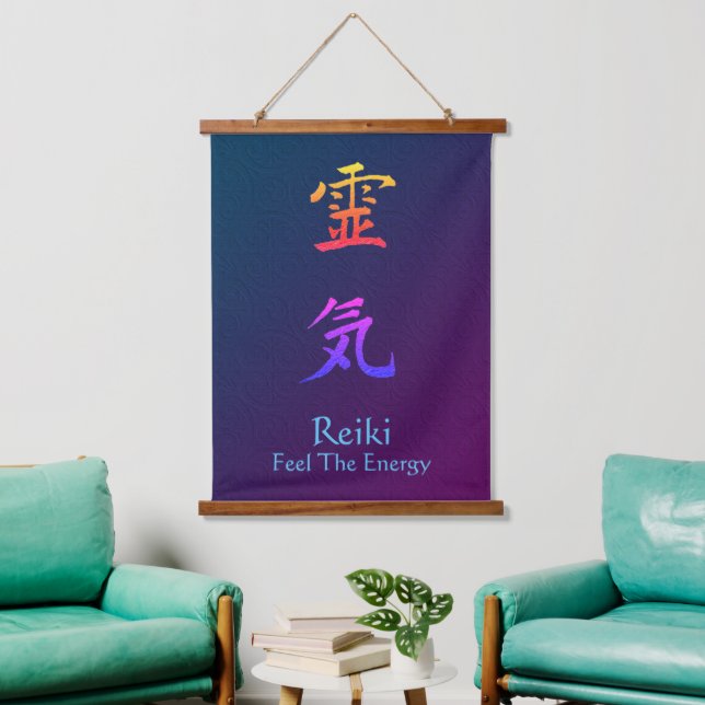 Reiki Feel The Energy Rainbow   Hanging Tapestry (Living Room)