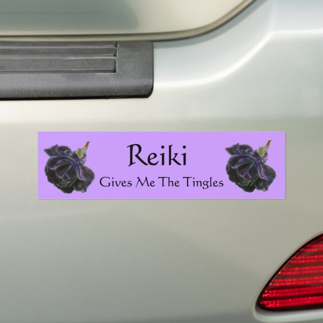 Reiki Gives Me The Tingles Rose Bumper Sticker (On Car)