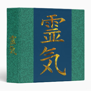 REIKI / GOLD green splatter, dark blue Binder