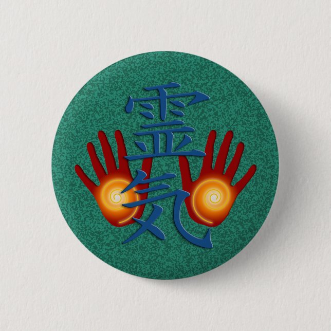 Reiki Hands 2 Inch Round Button (Front)